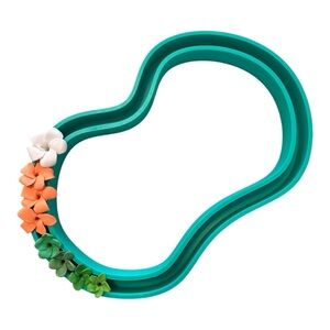 3D Printed Teal Floral vase with Fern Accents